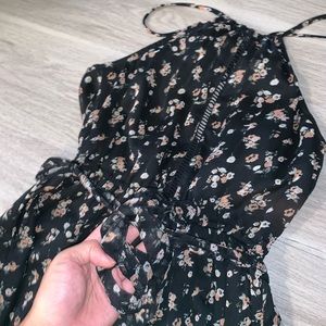 Floral Halter Open Design / Cut Out Tie Dress